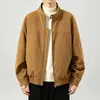 Chaqueta de gamuza extragrande para hombre, nuevo estilo otoño/invierno, estética old-money, corte holgado, cuello alto, moderna y elegante, versión coreana, diseñada para tallas grandes