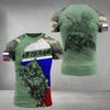 Camiseta con estampado de la bandera rusa más vendida en comercio exterior, flexible, 3D, de manga corta, para hombre, fabricantes de primera línea