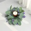 1 Pieza Corona Rústica de Eucalipto Morado Artificial con Vegetación Falsa Corona de Puerta Estilo Granja para Primavera Verano, Decoración de Puerta Principal para Todo el Año, Flores Artificiales para Interiores Exteriores para Hogar Pared Cocina Sala de Estar Porche