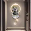 Bienvenida Decoración de Rejilla para Pared de Fondo de TV de Pino Lámpara de Pared LED Estéreo Nuevo Estilo Chino Iluminación de Pasillo de Entrada Pintura