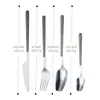 Conjunto de Talheres de Aço Inoxidável Transfronteiriço Faca, Garfo, Colher, Colher de Sobremesa, Cabo Plano, Faca de Bife Ocidental, Garfo, Colher de Café, Garfo de Frutas