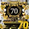 Festa de Aniversário Série Ouro Negro 70ª Garfo e Colher Prato de Jantar Conjunto Suprimentos para Louças Diário Festival Casamento Louças de Mesa para Casamento