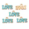 Accesorios para Joyería de Aleación DIY Letra Inglesa Amor Etiqueta Esmaltada Colgante Redondo Pulsera Llavero Collar Encanto