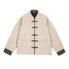 Transfronterizo 2025 Invierno Nuevo Estilo Chino Lana de Cordero Cuello Alto Botón Zhongshan Chaqueta Abrigo de Algodón Estilo Chino Antiguo