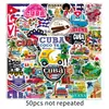 50 adesivos com tema cubano apresentando marcos como o Palácio do Parlamento de Havana, adequados para viagens, bagagens e cadernos