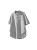 Camiseta de Estilo High Street Americano con Cuello Henry para Hombre, Marca Trendy de Verano, Top Corto Versátil Casual, Camisa Polo de Manga Corta con Cuello Alto