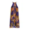 Vestido de moda para mujer marca Z con dobladillo, vestido transfronterizo AliExpress, estampado europeo y americano, asimétrico, estilo popular, color de la imagen, elástico ZA