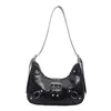 Bolsa de motocicleta feminina 2026 nova moda bolsa bolinho versátil bolsa de axila bolsa de trajeto bolsa crescente bolsa de ombro transversal texturizada