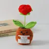 Flor de Tricô de Energia Positiva Transfronteiriça Planta em Vaso Produto Acabado Fio de Lã Flor de Simulação Ornamento de Mesa Boneca de Cartão de Mão