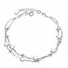 Pulsera de Amor Jinjiahua Seiko Pulsera Clásica de Pentagrama con Cuentas Cuadradas Plata Pulsera de Doble Línea con Forma de Corazón