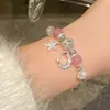 Cristal de Morango Imitação Luxo Leve Design de Nicho de Alta Qualidade Pulseira com Franja Doce Fresca Estilo Chinês Pulseira para Mulheres Meninas Exquisitas