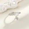 Anillo de Articulación Estrella de Circonita Amanecer de Primavera para Mujer con Perla Retorcida y Diseño en Forma de Arroz, Ajustable