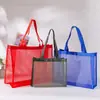Bolsas de Malla Personalizables para Compras del Festival de Mediados de Otoño, Nylon Transparente de Gran Capacidad con Cremallera para Centro Comercial, Bolsas de Malla para Fitness y Yoga