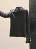 Elegante Suéter de Tricô com Gola Alta Meia-Calça e Babados para Mulheres, Primavera e Outono, com Laço, Top Versátil, Camada Base, Suéter Interno