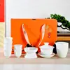 Conjunto Completo de Chá Kung Fu Conjunto Casa Sala de Estar Simples Kung Fu Chá Escritório Presente Tigela com Tampa de Porcelana Branca Xícara de Chá