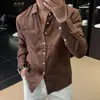 Moda Verão Casual Tendência Versátil Fina Masculina Cor Sólida Simples Estilosa Estilo Old Money Gola Reversível Manga Longa Camisa