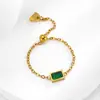 Anillo Extraíble Ajustable Acero de Titanio Modelo Nuevo 2026 Anillo de Cadena con Zirconia Verde para Mujer Anillo para Dedo Índice Vintage de Alta Gama Lujo Ligero