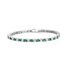 Rui Joias de Diamante Estilo Europeu e Americano Joias Prata de Lei S925 Banhado a Ouro Pulseira Tennis 3.0mm Esmeralda Sintética Pulseira da Moda