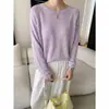 Suéter Tejido de Punto con Mangas Raglán, Nueva Colección Otoño Temprano, Mezcla de Seda Lyocell, Delgado, Holgado, Cómodo, Versátil, Top Delgado