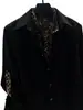 Camisa de Solapa Patchwork Estampado de Leopardo para Hombre, Sin Planchar, Caída Suelta, Falso Dos Piezas, Manga Larga para Viajar, Superventas Transfronterizo