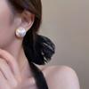 Pendientes de perla grande con alfiler de plata 925 estilo Hepburn vintage de Corea del Sur, elegantes pendientes redondos franceses de alta gama para mujer.