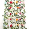 Planta Artificial Enredadera de Rosas Decoración Flores Falsas Planta de Techo de Interior Decoración de Pared de Plantas Enredadera de Flores Falsas