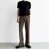 Pantalones casuales versátiles y elegantes de estilo callejero de verano, pantalones negros de moda de alta calle retro americano que alargan las piernas ligeramente acampanados para hombre