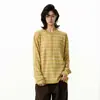 Camiseta chic de estilo coreano, rosa a rayas, de manga larga, protectora del sol, unisex, corte holgado y relajado, perfecta como capa exterior para el verano o para usar en ambientes con aire acondicionado