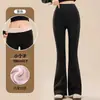 Pantalones de Yoga Micro Acampanados Forrados de Polar para Mujer, Ropa de Abrigo, Novedad Otoño/Invierno 2026 Cintura Alta Control de Abdomen Extra Largos para Personas Altas Pantalones Acampanados Tiburón