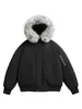 Chaqueta de algodón con capucha y ribete de pelo negro, unisex, engrosada para invierno, prenda exterior estilo montaña, chaqueta de vuelo estilo americano, abrigo de algodón