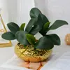 Folhas de phalaenopsis de simulação em PU sentem folhas de orquídea casamento decoração de casa arranjo de flores plantas artificiais plantas verdes em vaso acessórios
