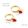 Pendientes Redondos de Acero Inoxidable Estilo Retro Ins Europeo y Americano para Mujer, Aros Trendy con Forma de Corazón de Circonita y Acero de Titanio
