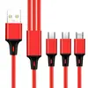 Cable de Carga Uno a Tres Trenzado de Nylon Versión de Carga Rápida Compatible con Android Huawei Apple Xiaomi Cable de Datos Tres en Uno