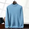 Suéter Masculino de Caxemira Outono e Inverno Gola Alta Meia Manga Pulôver Camada Interna Tricô Camada Base Leve Luxo Casual de Negócios