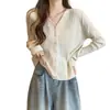 Suéter Cárdigan de Punto para Mujer Tallas Grandes, Manga Larga, Cuello en V acanalado de Bambú, de Hilo Coreado, Nuevo Otoño 2026