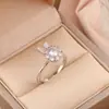 Anillo para Mujer Transfronterizo Micro-Incrustado Flor Giratorio Zircón Temperamento Estilo Cool Diamante Completo Anillo de Amor Joyería al Por Mayor