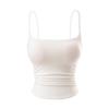 Camisola Plisada Ceñidora de Cintura con Sujetador Incorporado, Top Corto Ajustado con Almohadillas en el Pecho, Estilo Puro Deseo