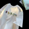 Camiseta de Manga Curta Cartoon Estilo Pixel Masculina Verão Tendência Marca Simples Solta Algodão Puro Roupas Tendência Versátil Camiseta Pesada de Meia Manga