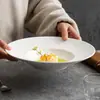 Sombrero de Paja de Fábrica Tazón Plato para Espagueti Hotel Restaurante Vajilla de Alta Gama Creativo Porcelana Blanca Tazón para Sopa Tazón para Frutas y Ensalada