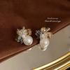 Pendientes de Botón de Lujo de Estilo Francés Vintage, Elegantes y Versátiles, Chapados en Plata con Diseño Elaborado, Pendientes de Declaración Hechos de Fábrica