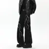 Pantalones vaqueros anchos de moda para hombre, estilo callejero americano, diseño casual suelto, bordado de rayo de nicho transfronterizo, lavados