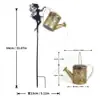 Lámpara de Suelo con Forma de Tetera, Muñeco de Nieve Navideño de Hierro Forjado Transfronterizo, Luz Solar para Exteriores Temática Navideña con Enchufe, Luz Decorativa para Jardín