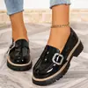Mocasines de mujer talla grande transfronterizos 2026 nuevo estilo primavera tacón grueso retro slip-on zapatos de cuero comercio exterior en stock al por mayor