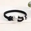 Pulsera de Cuerda Ajustable Tejida a Mano Estilo Milán con Ancla Nueva de Acero Inoxidable Transfronteriza Europea y Americana Pulsera de Cuerda para Mano Ajustable Pulsera de Joyería para Hombres y Mujeres