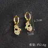 Colar Transfronteiriço Banhado a Ouro 18K Estilo do Oriente Médio, Japonês e Coreano, Brincos de Coração com Cadeado Coloridos de Zircônia de Luxo Leve para Mulheres, Joias Duradouras que Não Desbotam