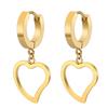 Brincos de Círculo Redondo Simples da Moda Quente Japonesa e Coreana em Aço Titânio Aço Inoxidável Banhado a Ouro Brincos em Forma de Coração de Pêssego Outlet de Fábrica