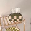 Caixa de Tecido Trançada em Couro Feita à Mão Restaurante Doméstico Bolsa de Tecido Estilo Ins Combinação de Cores Simples Bolsa de Tecido Checkerboard para Carro