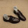 Mocasines de estilo británico con cierre de velcro de nuevo estilo, corte profundo, sin cordones, zapatos de cuero versátiles para mujer para el otoño y el trabajo