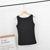 Camisola de Veludo Transfronteiriça Estilo Coreano Ajustada Pequena Interna Gola Redonda Sem Mangas Cor Sólida Camiseta Básica Feminina para Outono e Inverno
