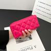 Puntada de Rombo Simple Color Sólido Tendencia de Moda PU Cartera de Mano para Mujer Elegante Charol Cara Brillante Bolso Pequeño
